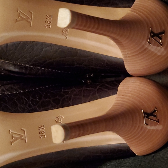 Louis Vuitton Cyprus Moca (Brown/Beige) Open Toe Booties - Size 38-1/2 Used EUC - Picture 8 of 16